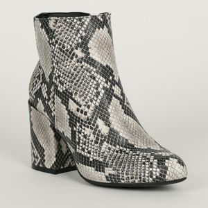 bamboo snakeskin booties